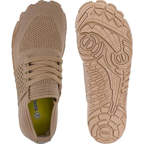 New Joomra Womens Size 11.5 Tan Mesh Lace Up Barefoot Wide Toe Box Sport Shoes - Picture 6 of 6